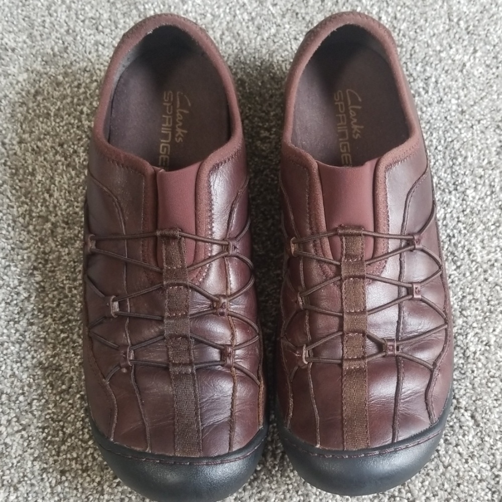 Women's Clarks SPRINGER Shoe Tan Leather Slip-On 8